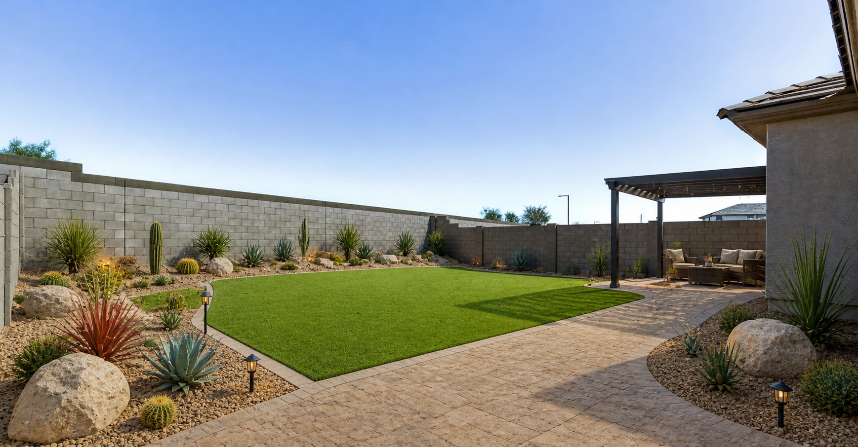 Photorealistic backyard landscaping concept